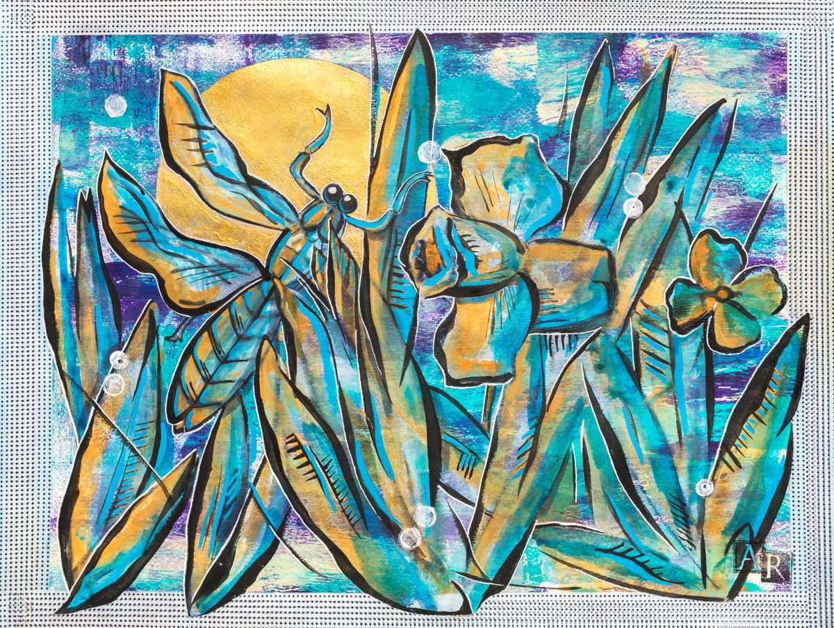 Expressive Botanical Acrylic Painting By Ariadna De Raadt, 22 X 18, Evening In Grass, Original Artwork