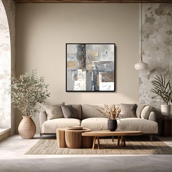 Contemporary Geometric-Neutral Grey Gold