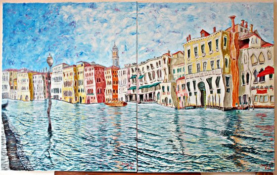 Grand Canal from Erberia field. Venice. Diptych. (Two paintings).Gran Canal desde campo Erberia. Venecia. Diptico.(Dos cuadros).