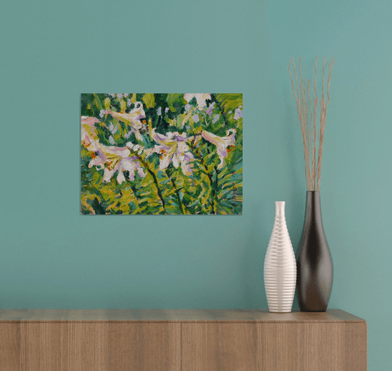 White lilies (etude) original painting