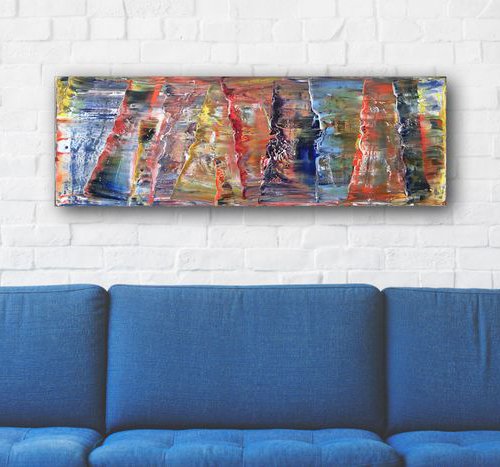 "Rising Tide" - FREE SHIPPING to the USA - Original Highly Textured PMS Abstract Oil Painting On Canvas - 36" x 12" by Preston M. Smith (PMS)