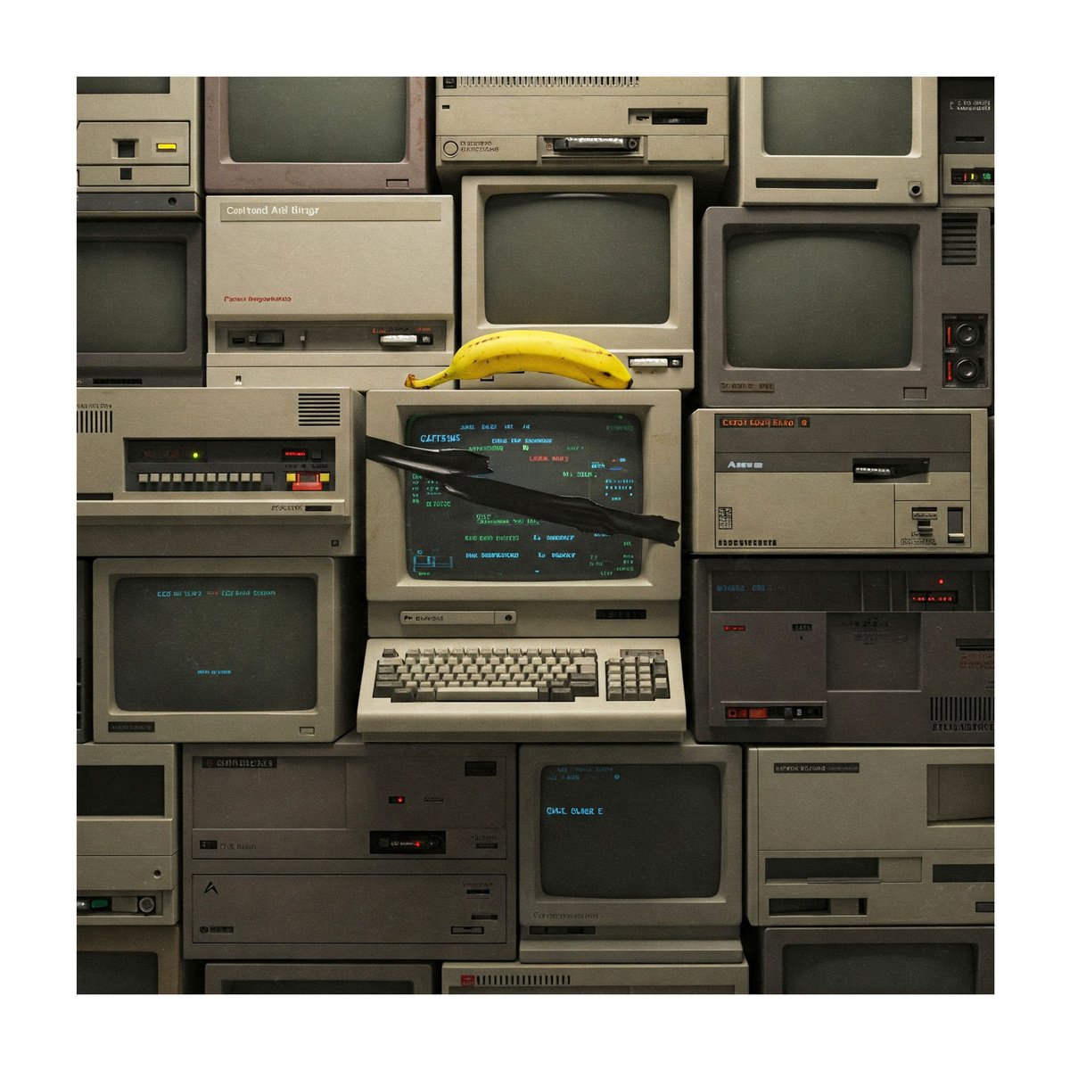 Photorealistic Cityscapes Giclee Print By Alessandro Butera, 39 X 39, Banana Computers And Duct Tape, Original Artwork