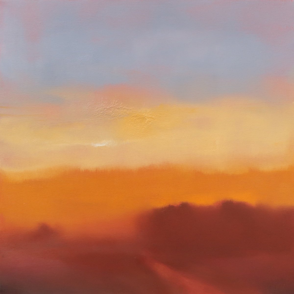 Abstract Landscape Oil Painting By Howard Sills, 16 X 16, An Autumnal Walk Through Memory, Original Artwork