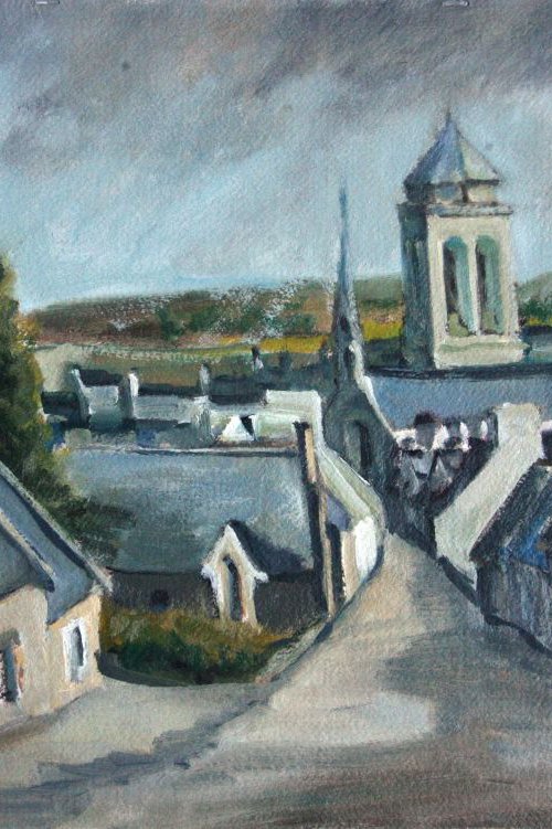 Locronan (Brittany typical village) My Early stage in painting 2918 by GOUYETTE jean-michel