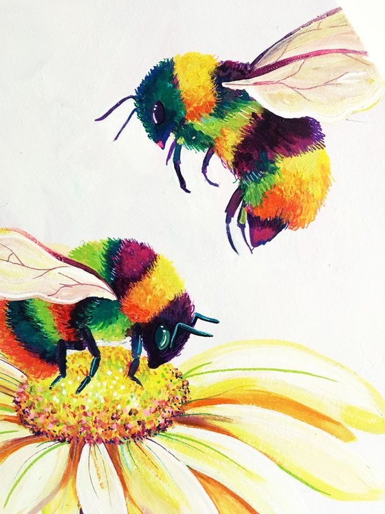 Three Rainbow Bumblebees