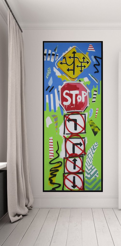 Sign road 180 X 70 CM / 70,86 х 27,55 inch by V. Lishko