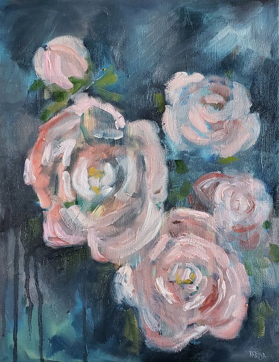 "Peonies in the Rain" - Flowers - Abstract