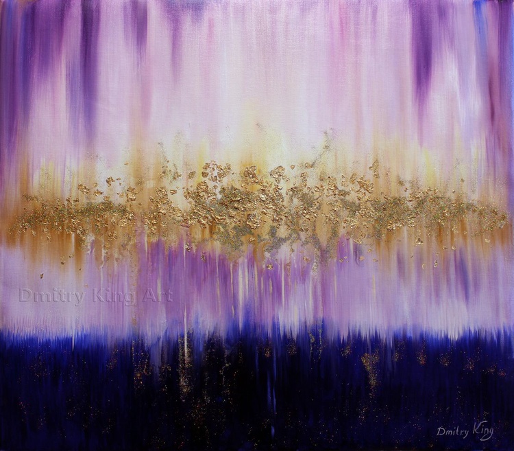Purple Indigo Abstract Gold Leaf Art Artfinder