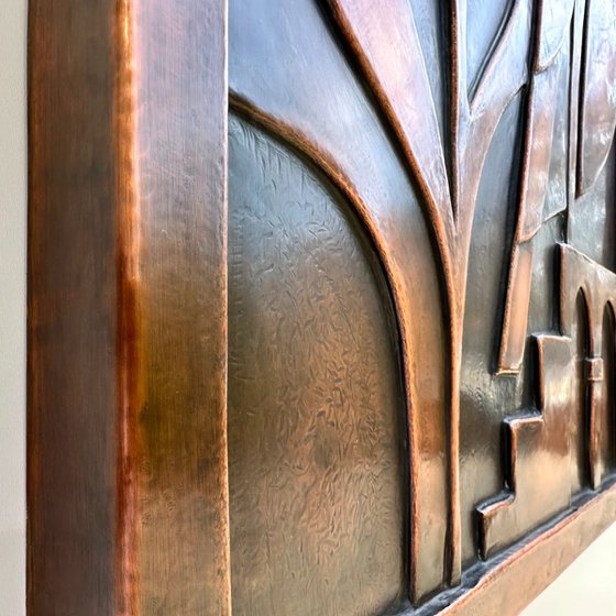 "Night Sentinel" Copper Wall Relief