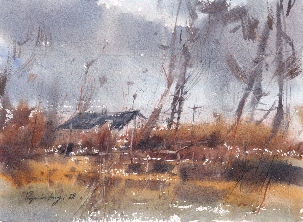 Impressionistic Landscape Watercolour By Yurii Prysiazhnyi, 12 X 9", Plein Air In Ireland, Original Artwork