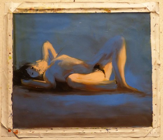 Nude in Blue, oil on canvas, 46x55 cm