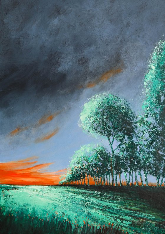 Sunset and the Storm - Fields and Colors Series