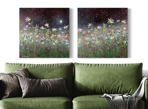 Midnight Moon Song - Diptych by Jennifer Taylor