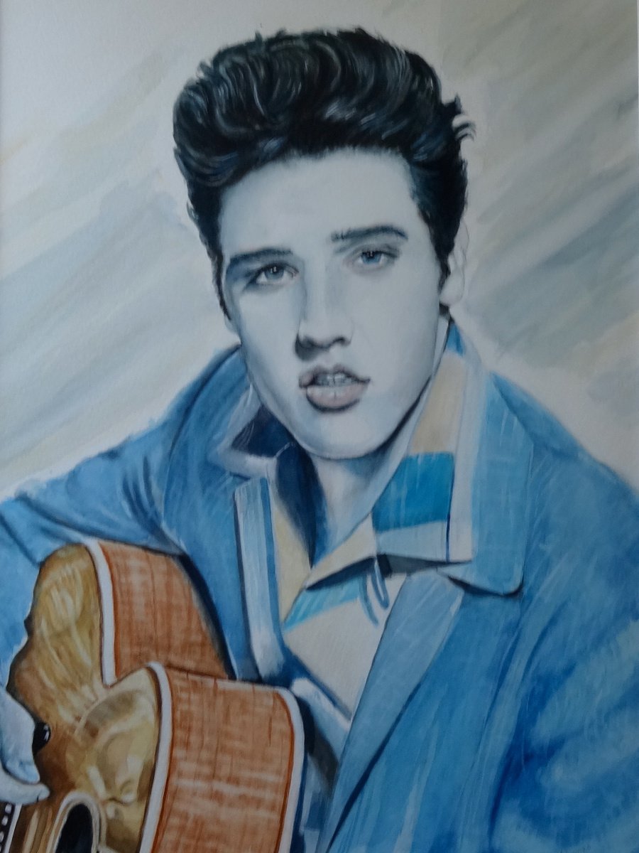 Impressionistic Portrait Watercolour By Mel Davies Original Art, 17 X 24", Elvis The King, Original Artwork