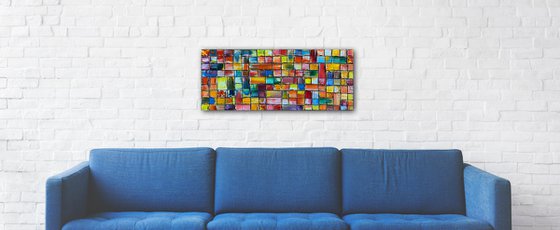 "Taste The Rainbow" - Original PMS Oil Painting On Reclaimed Wood - 28 x 12 inches