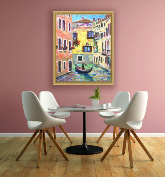 "Romantic Venice" Original Oil Painting on Canvas 40x50 cm (16 by 20 inches)