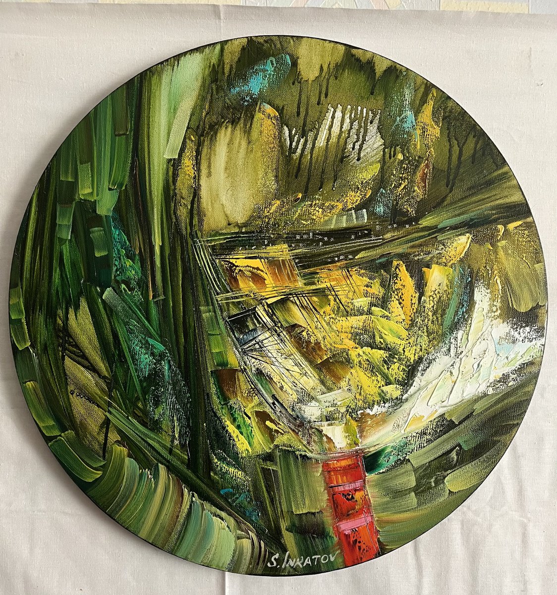 Abstract Oil Painting By Sergei Inkatov, 20 X 20", Life Philosophy 2, Original Artwork