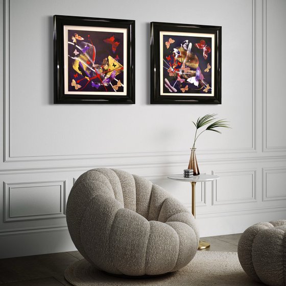 Butterfly symphony I and II (framed) diptych