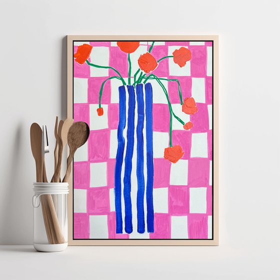 Pink Checkered Matisse Vase