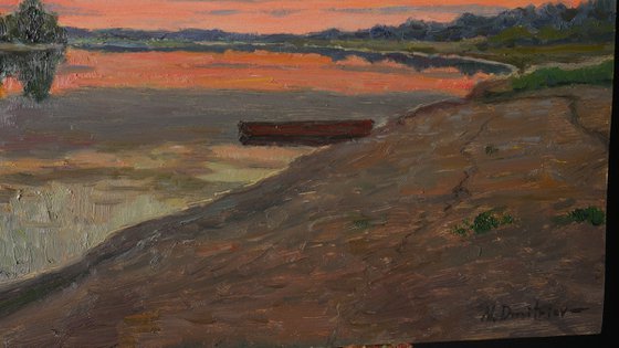 At The Silent Bank - sunset painting