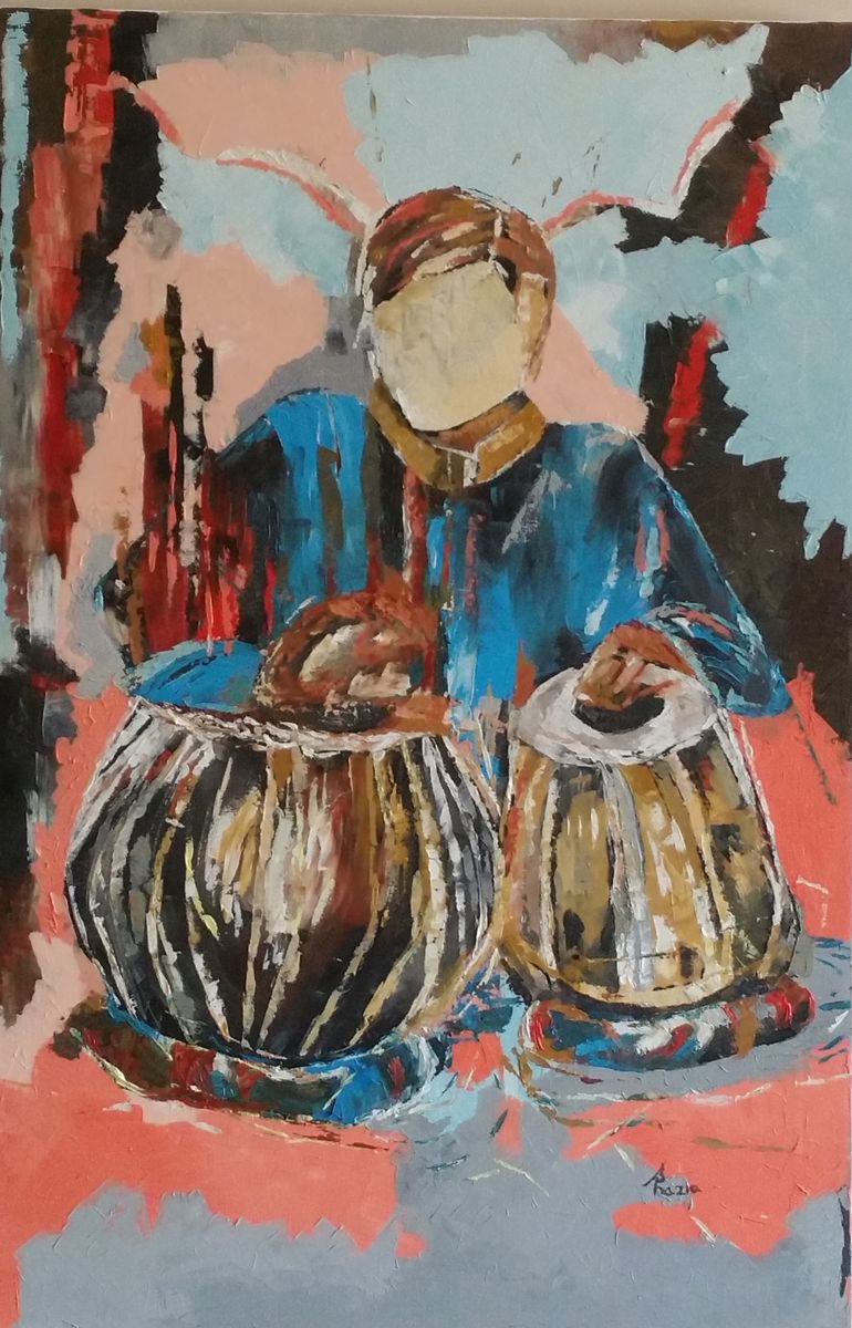 Tabla (Drummer) By Shazia Mufti, 24 X 36, Artwork For Sale On Artfinder