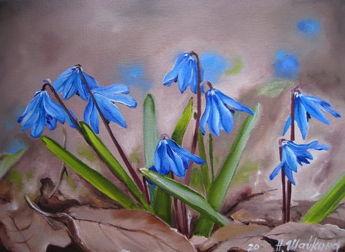 Bluebell, Realistic Floral, Dainty Blue Flowers Wall Art, Spring Nature by Natalia Shaykina