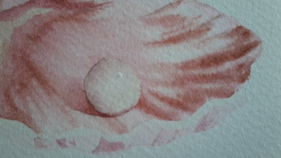 Pearly Pink - Original Pearl Watercolour - UK Artist