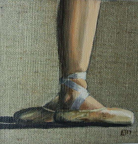 Ballet Shoes 3, Ballerina Dancer Miniature, Framed and Ready to Hang