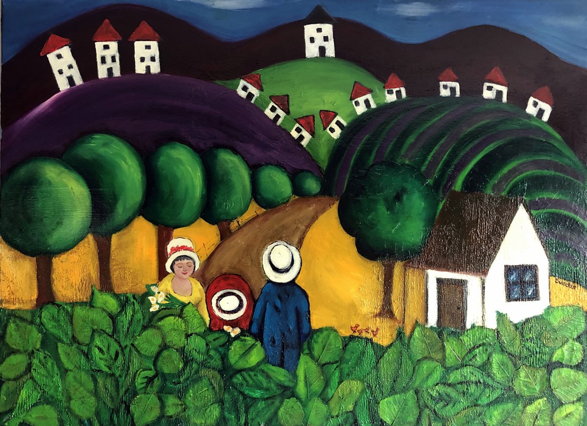 Impressionistic Landscape Painting By Suzette Datema, 39 X 30", Longing For The Good Life, Original Artwork