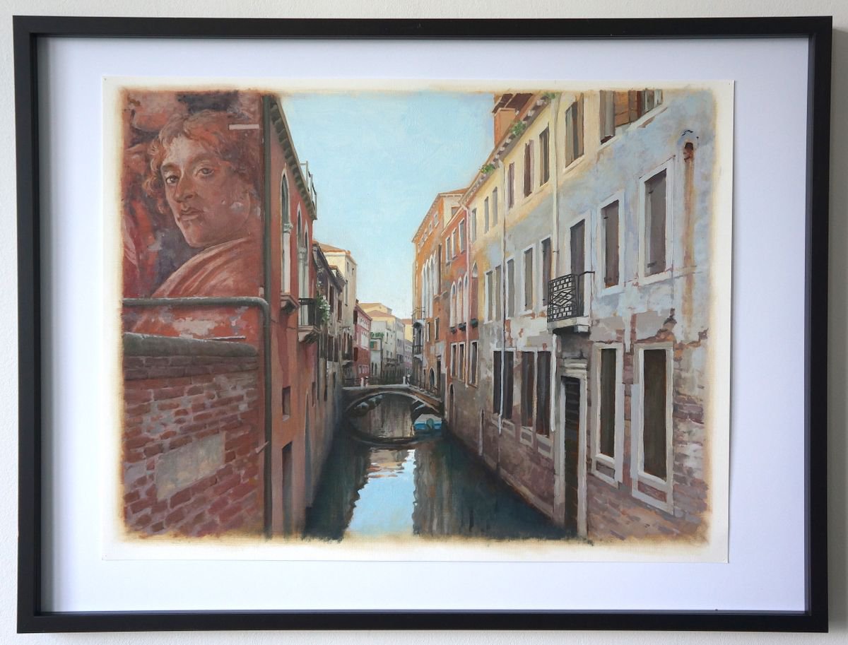 Photorealistic Cityscapes Oil Painting By Sergej Sologub, 32 X 24", Venice Vision 1, Original Artwork