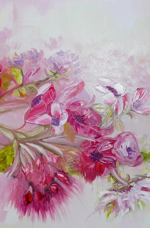 Pink Roses by Lesley Blackburn