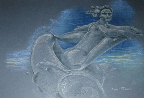 Mermaid with Dolphins by Iris Toren