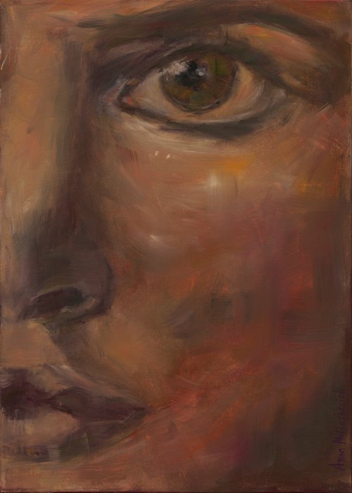 Contemporary close-up woman portrait by Anna Miklashevich