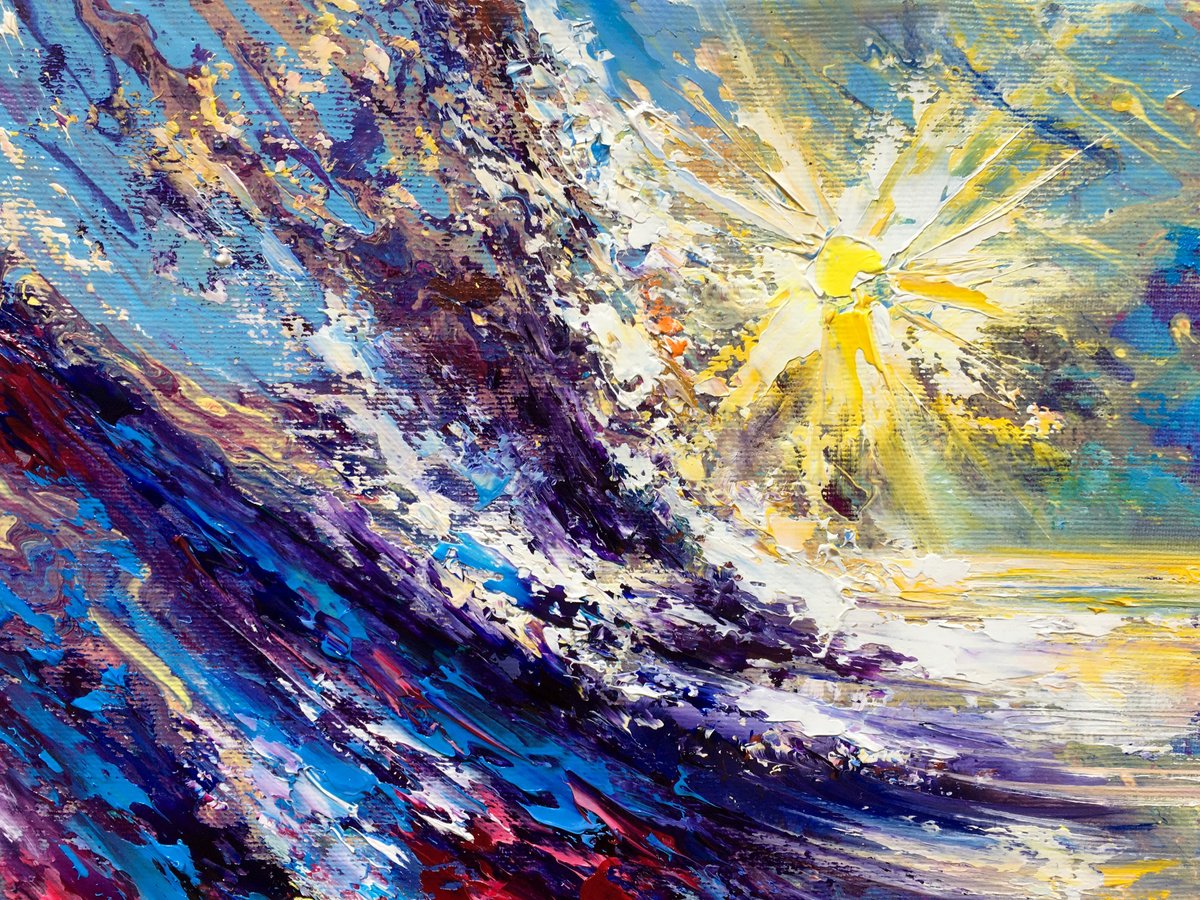 Impressionistic Landscape Oil Painting By Olena Romanenko, 16 X 12", Light Wave, Original Artwork