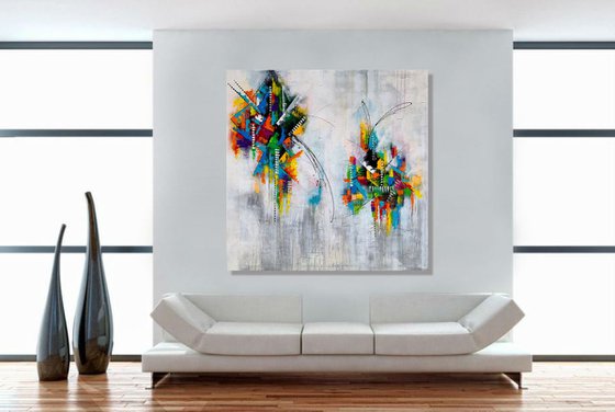Time, Love & Tenderness  - XL LARGE,  TEXTURED, PALETTE KNIFE ABSTRACT ART – EXPRESSIONS OF ENERGY AND LIGHT. READY TO HANG!