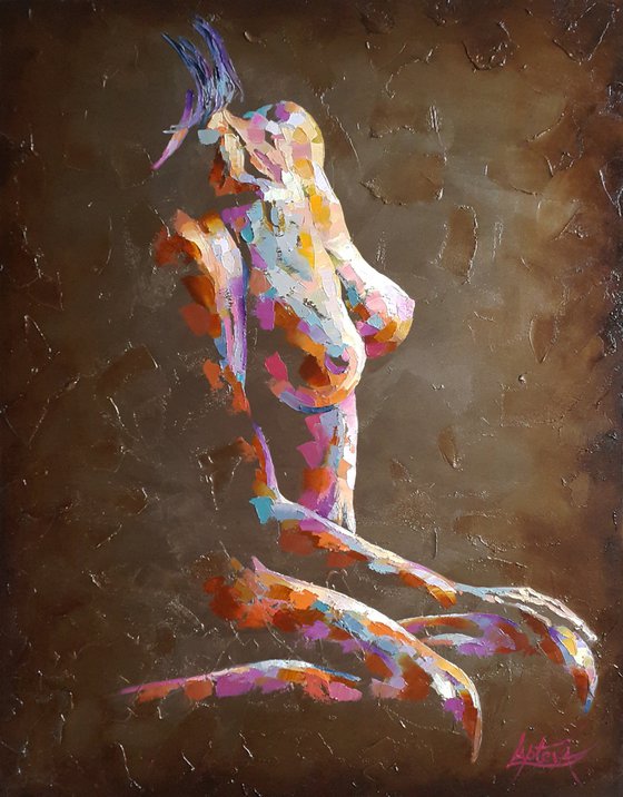 Painting Expectation. naked woman figure