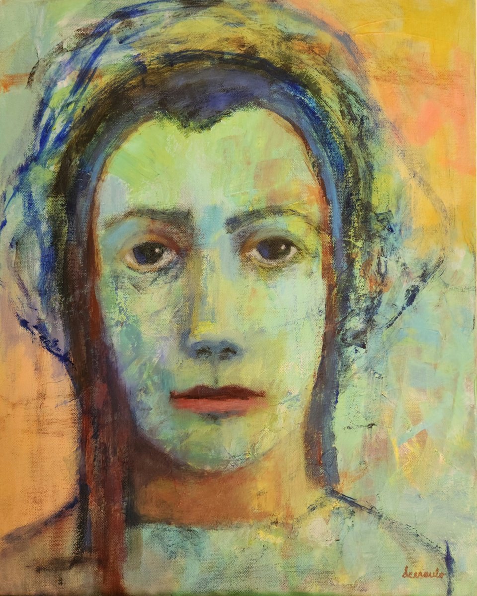 Abstract Portrait Acrylic Painting By Donna Ceraulo, 16 X 20, Joan, Original Artwork