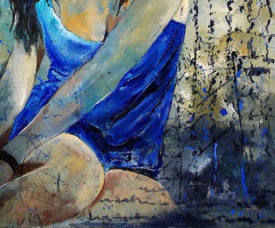 The blue dress