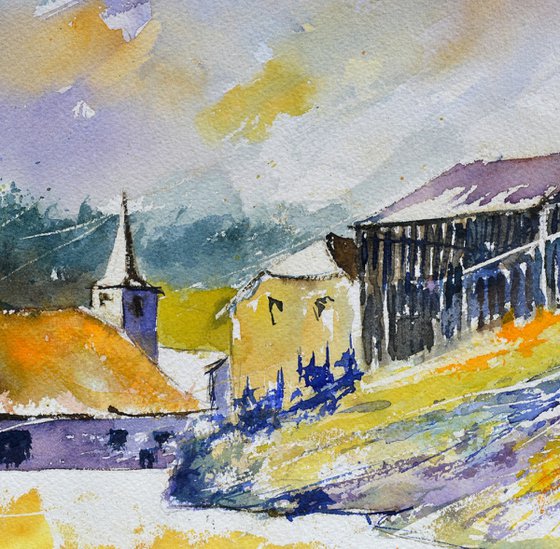 my peaceful village  watercolour