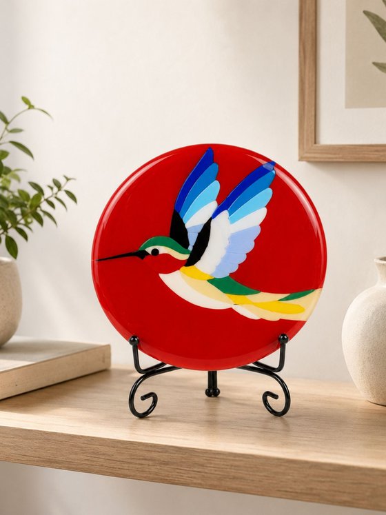 Hummingbird Fused Glass Art