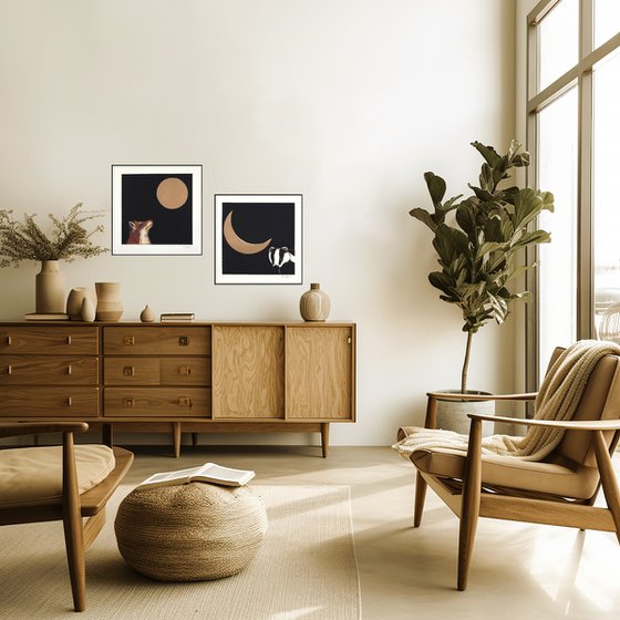 Midnight Fox and Midnight Badger Printset