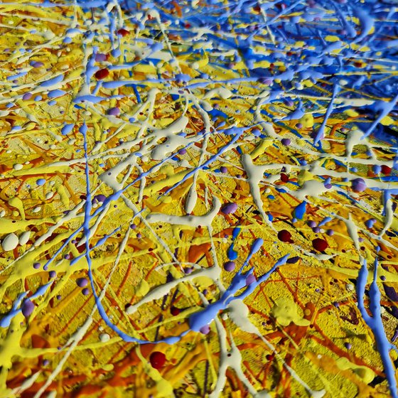 Yellow and blue Wheat field like flag of UKRAINE abstraction Freedom painting