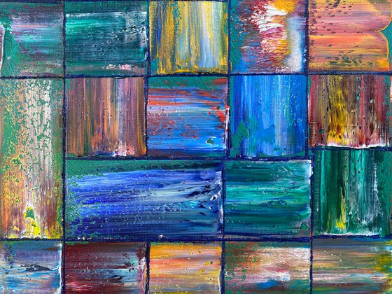 Get Some Structure In Your Life - Original Xt Large PMS Abstract Oil Painting On Canvas - 60 x 60 inches