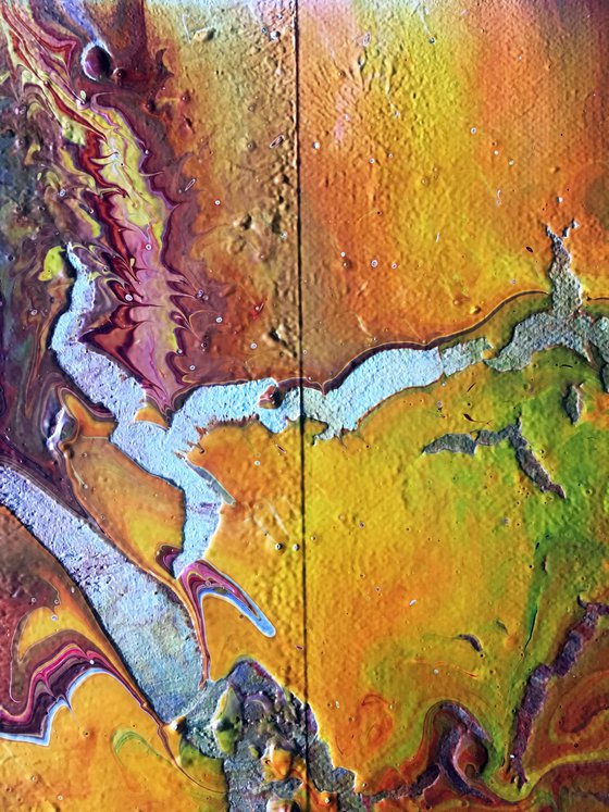 "Line In The Sand" - FREE USA SHIPPING - Original Abstract PMS Fluid Acrylic Painting - 36 x 18 inches