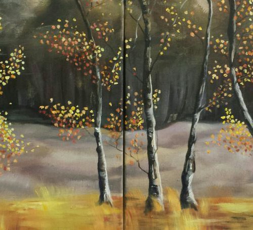Birch Trees on the Heather - Two Piece by Margo de Jong