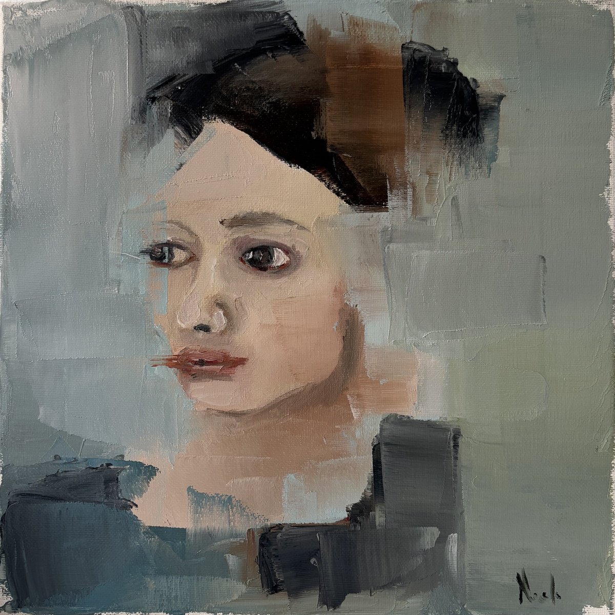 Expressive Oil Painting , Fragmented Quietude By Daniela Nocito, 12 X 12, Artwork For Sale On Artfinder