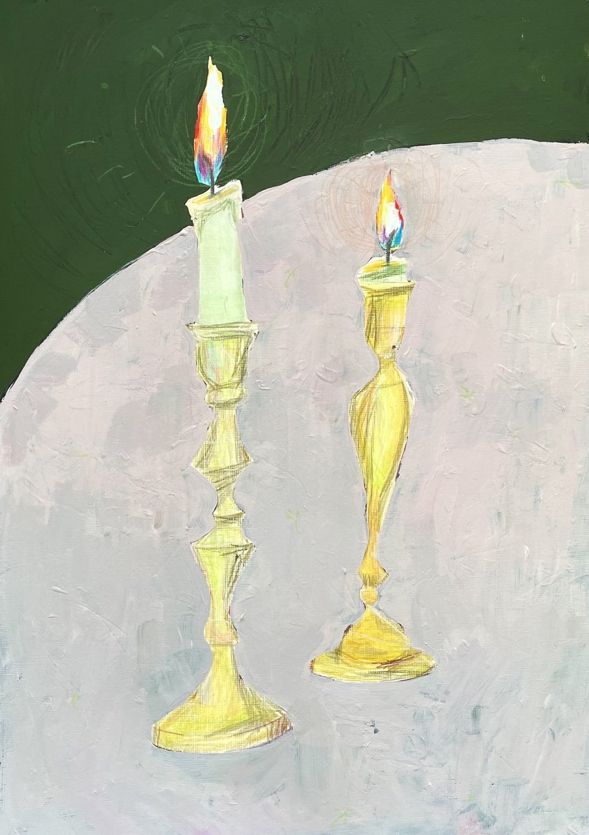 Impressionistic Still Life Painting By Anastasia Mazur-Skrobova, 12 X 17, Still Life With Candles, Original Artwork