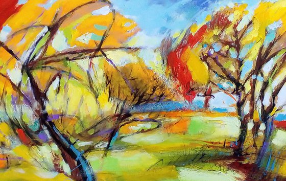 Abstract apple trees on a bright