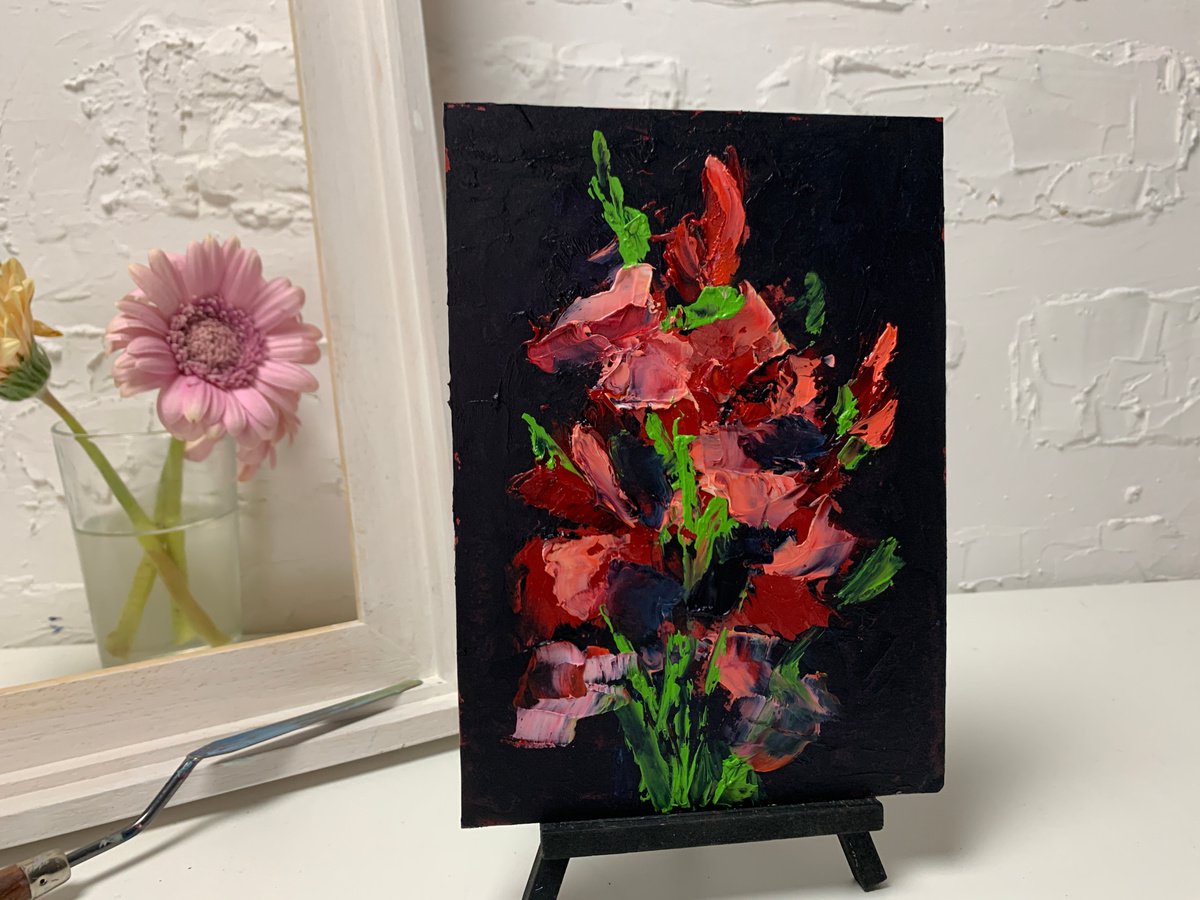 Gladioli flowers. Garden Flowers. Original impasto, Palette knife oil painting. by Vita Schagen