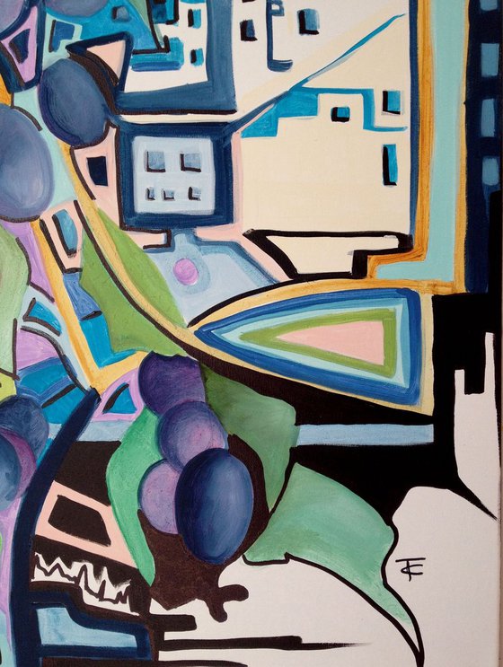 City at night 73 x 100 cm ( 29 x 39 inches ) - ready to hang